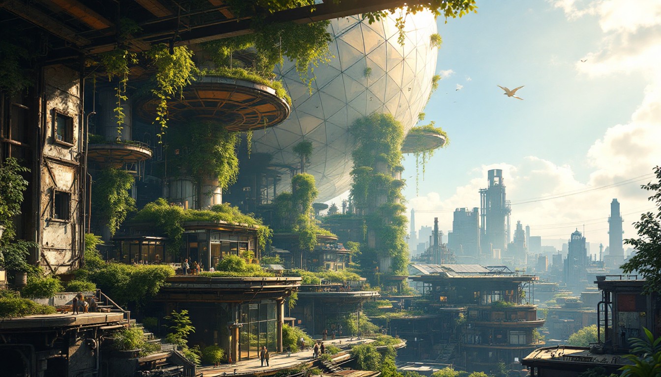 Solar Punk Renaissance Free Green Urban Renaissance Image - Solarpunk, Geodesic, Eco-village ...