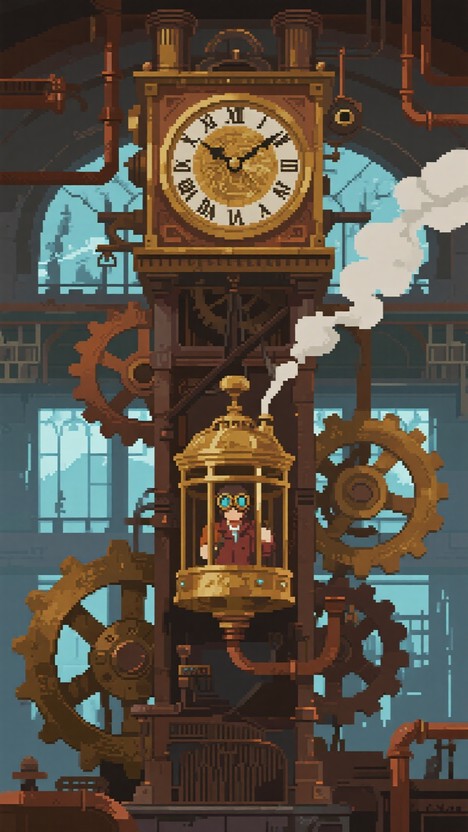 Free Clockwork Tower Lift Image - Steampunk, Clockwork, Pixel ...