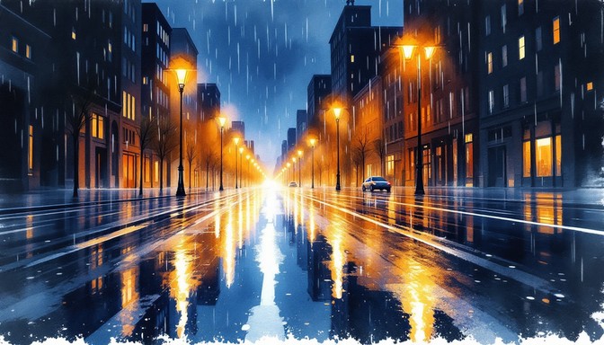 Free Rainy City Lights Image - Rain, City, Night | Download at StockCake