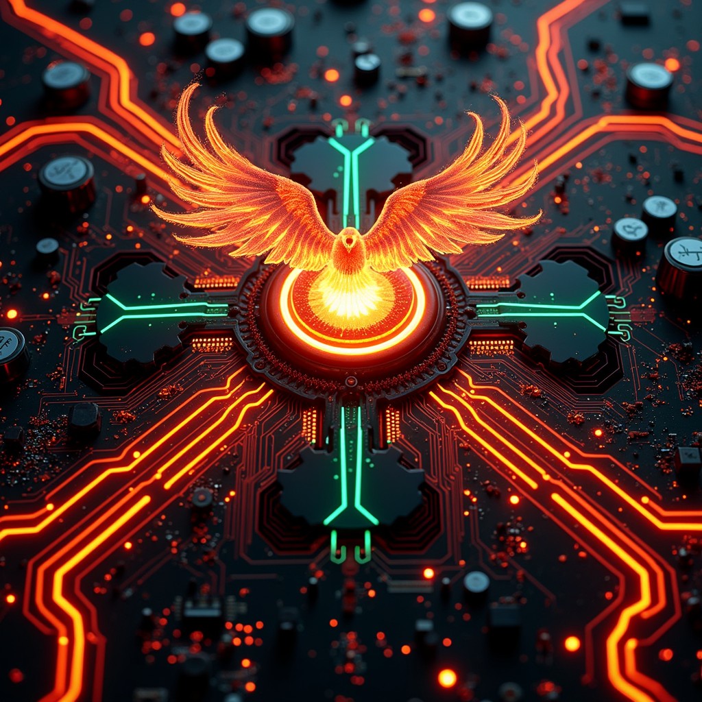 Free Digital Phoenix Rising Image - Cyberpunk, Circuit, Phoenix ...