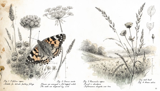 Free Botanical Field Study Image - Botanical, Illustration, Wildflowers ...