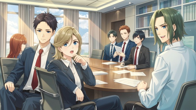 Free Anime Team Meeting Image - Anime, Teamwork, Office | Download at ...