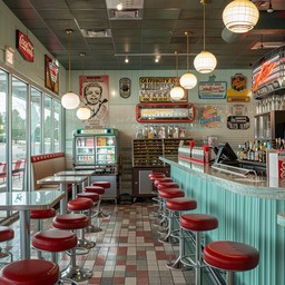 ヴィンテージダイナーの店内の画像をダウンロード - ダイナー