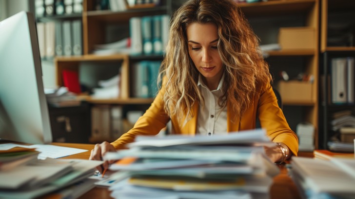 Free Focused paperwork session Image - Woman, Paperwork, Concentration ...