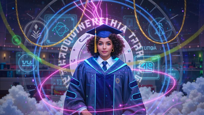 Free Neon Scholar Celebration Image - Cyberpunk, Graduation, Futuristic ...
