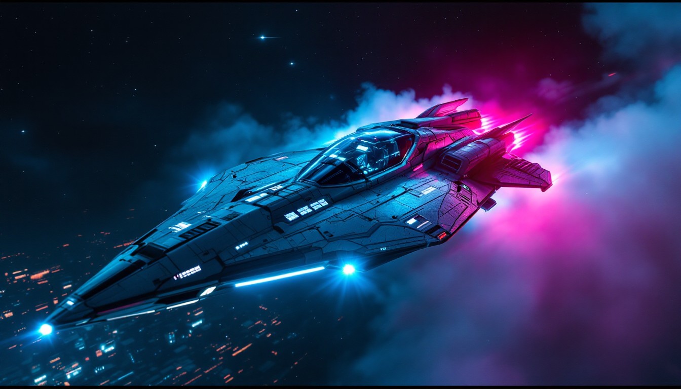 Neon Usmc Free Neon Vessel Ascending Image - Spaceship, Cyberpunk, Neon ...