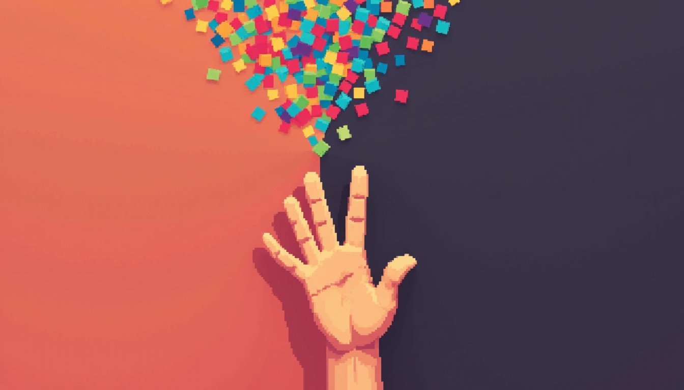 Download Pixels From Palm Image - Hand, Pixels, Digital | StockCake