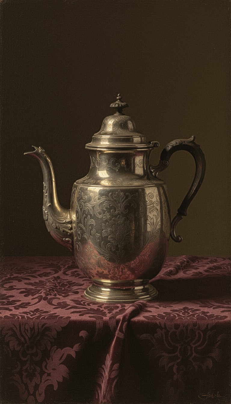 Free Antique Silver Vessel Image - Silver, Teapot, Painting | Download ...