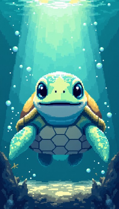 Free Happy Turtle Smiles Image - Turtle, Pixel, Underwater | Download ...