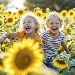 Free Joyful Childhood Run Image - Children, Sunflowers, Laughter ...