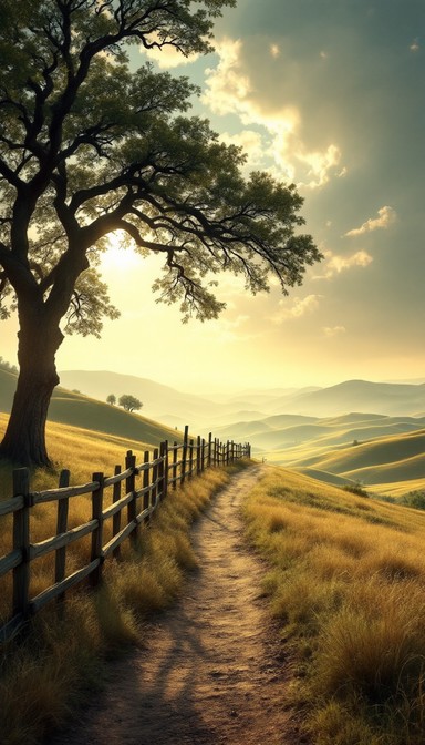 Free Golden Country Path Image - Countryside, Path, Fence | Download at ...
