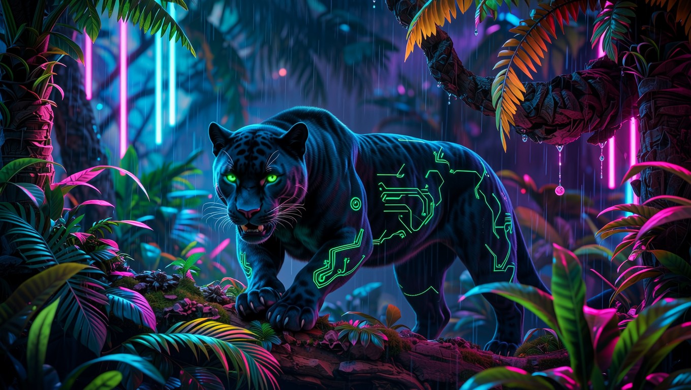 Free Neon Jungle Predator Image - Panther, Cyberpunk, Neon | Download ...