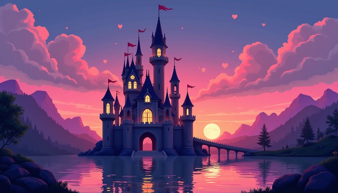 Enchanted Drawbridge Download Enchanted Heart Castle Image - Castle, Sunset, Silhouette ...