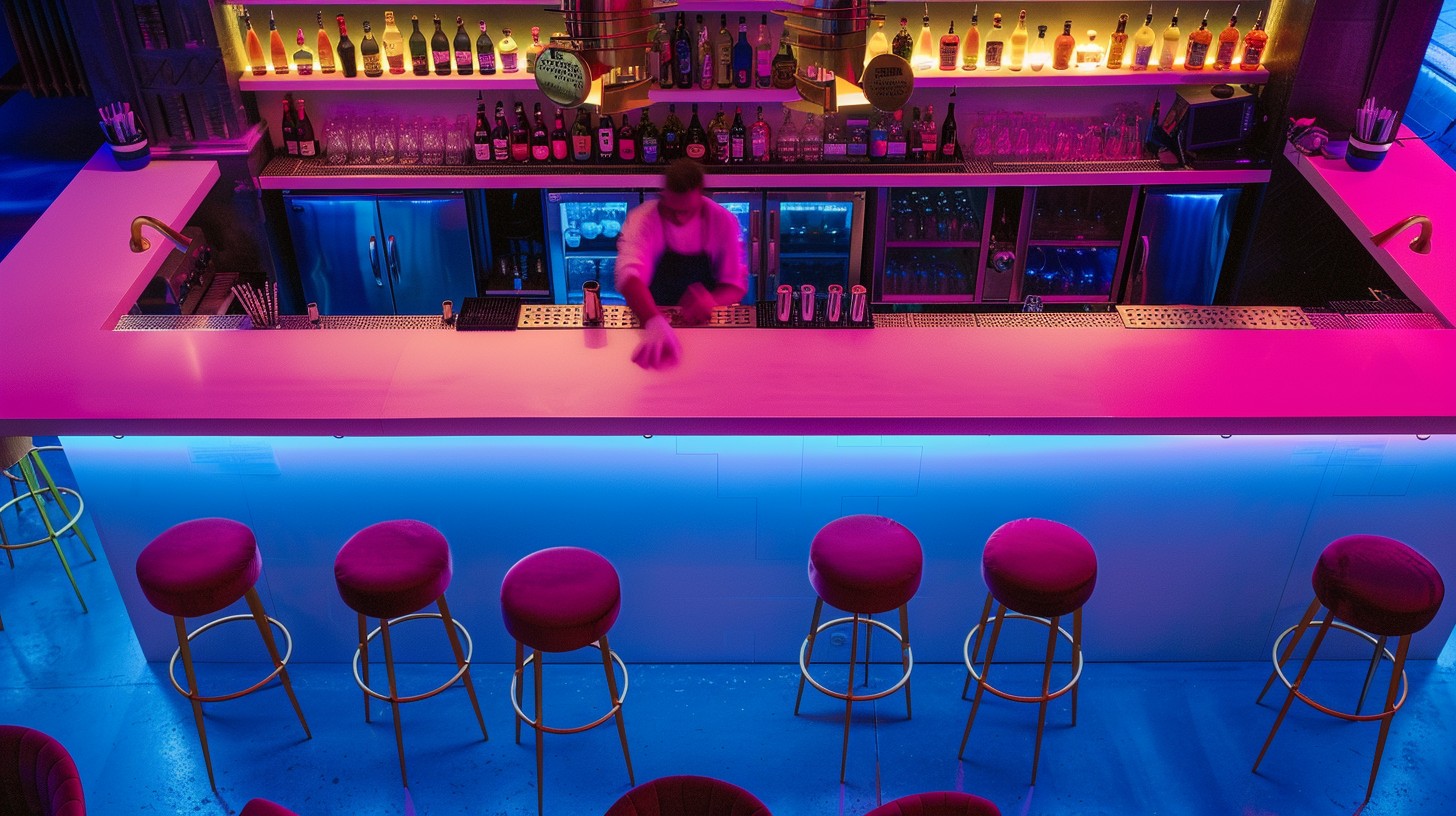 Track Bar Scene Free Vibrant Bar Scene Image - Bar, Neon, Nightlife | Download at StockCake
