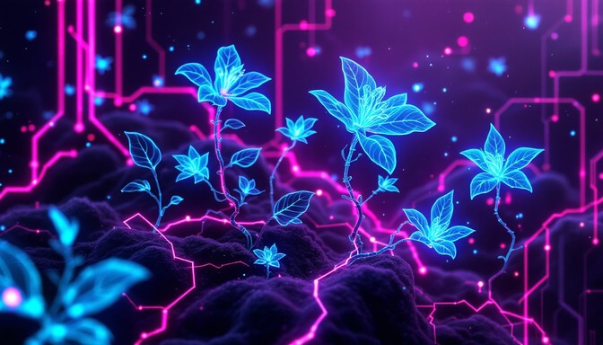 Free Neon Botanical Dreams Image - Cyberpunk, Botanical, Holographic ...