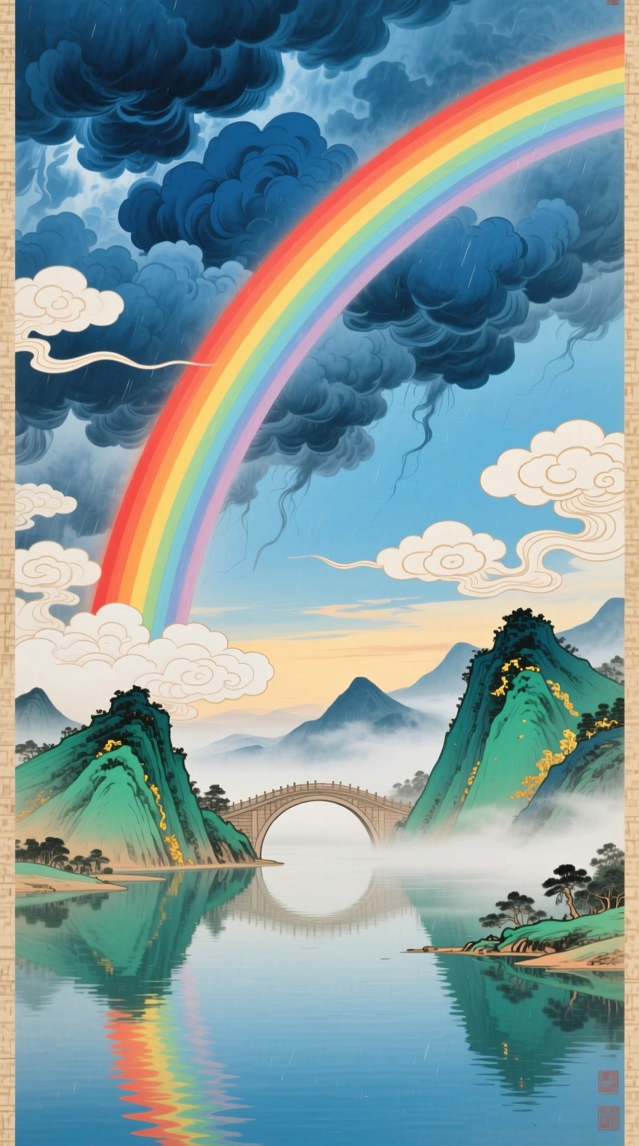 Free Mystic Mountain Rainbow Image - Rainbow, Mountains, Lake ...