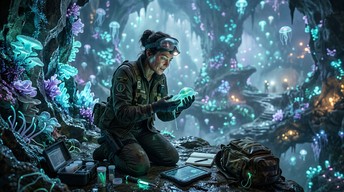 Free Discovering Alien Life Image - Scientist, Bioluminescent, Cavern ...