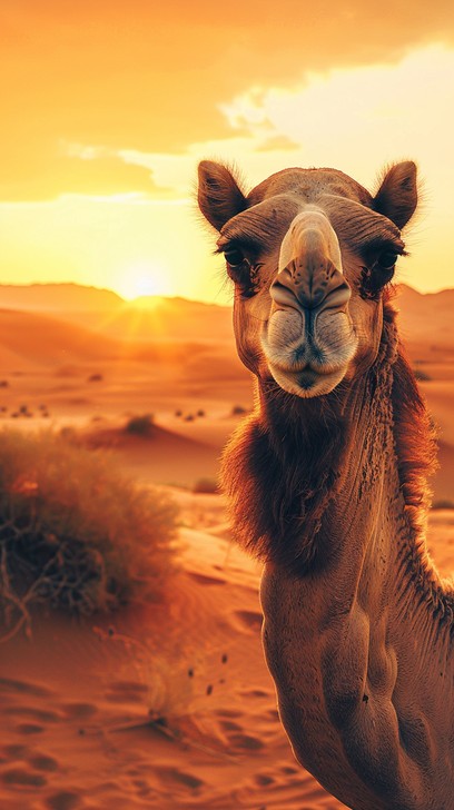 Free Camel at Sunset Image - Camel, Sunset, Desert | Download at StockCake