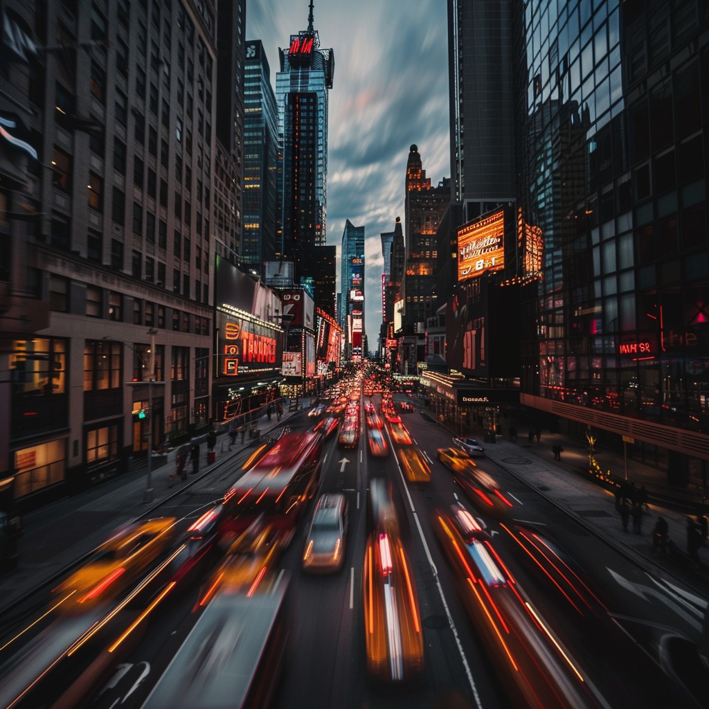 Free Bustling Cityscape Motion Image - City, Dusk, Skyscrapers ...