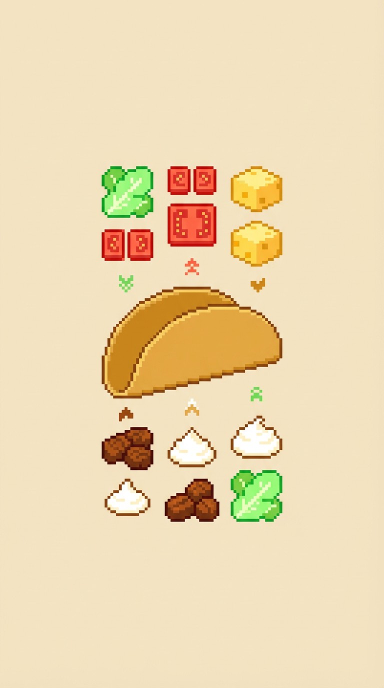 Free Pixel Taco Assembly Image - Pixel, Taco, Food | Download at StockCake