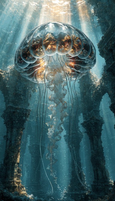 Free Ghostly Underwater Cathedral Image - Jellyfish, Underwater ...