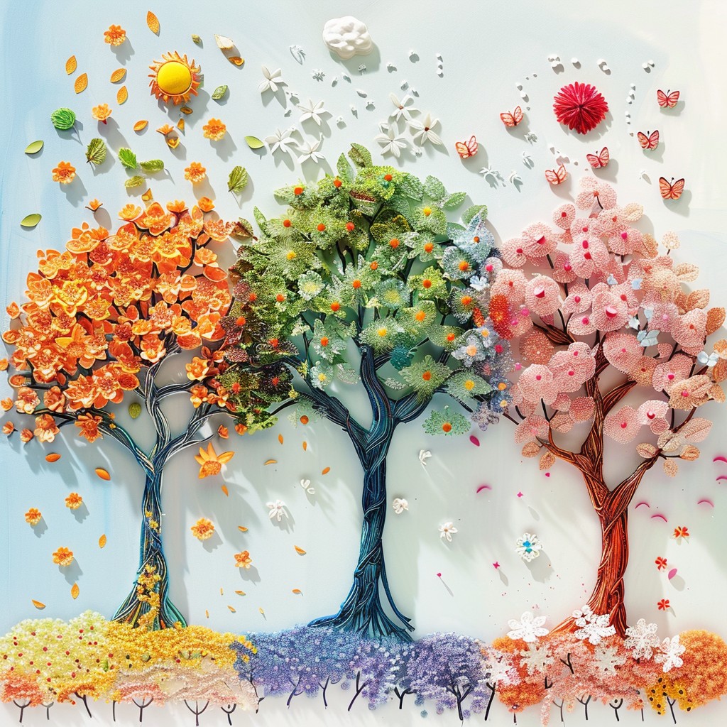 Free Seasonal Tree Trio Image - Art, Trees, Seasons | Download at StockCake