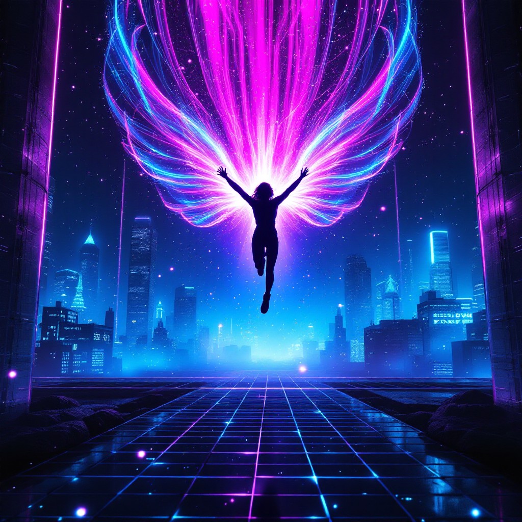 Free Neon Angel Rising Image - Cyberpunk, Neon, Angel | Download at ...