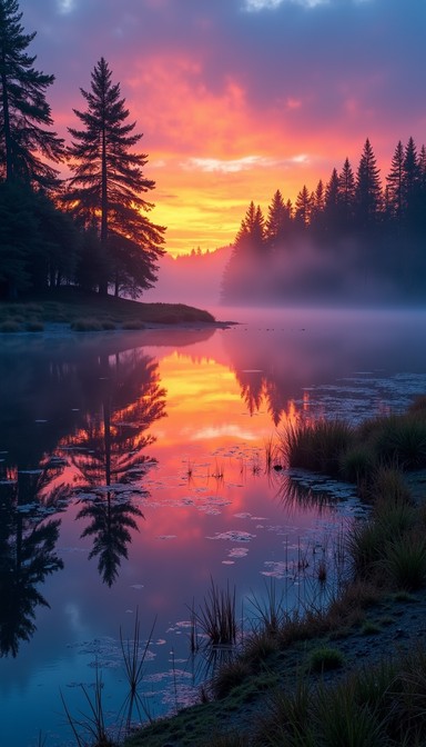 Free Misty Lake Sunrise Image - Sunrise, Lake, Reflection | Download at ...