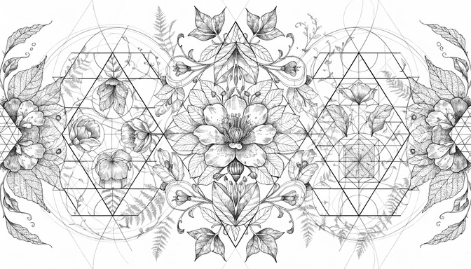 Free Geometric Botanical Fusion Image - Botanical, Geometry, Tattoo ...
