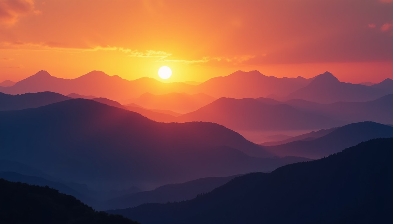 Download Golden Mountain Sunset Image - Sunset, Mountains, Silhouette ...