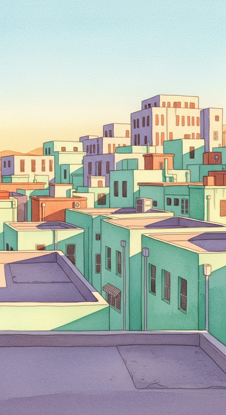 Free Mint City Dawn Image - Watercolor, Cityscape, Mint | Download at ...