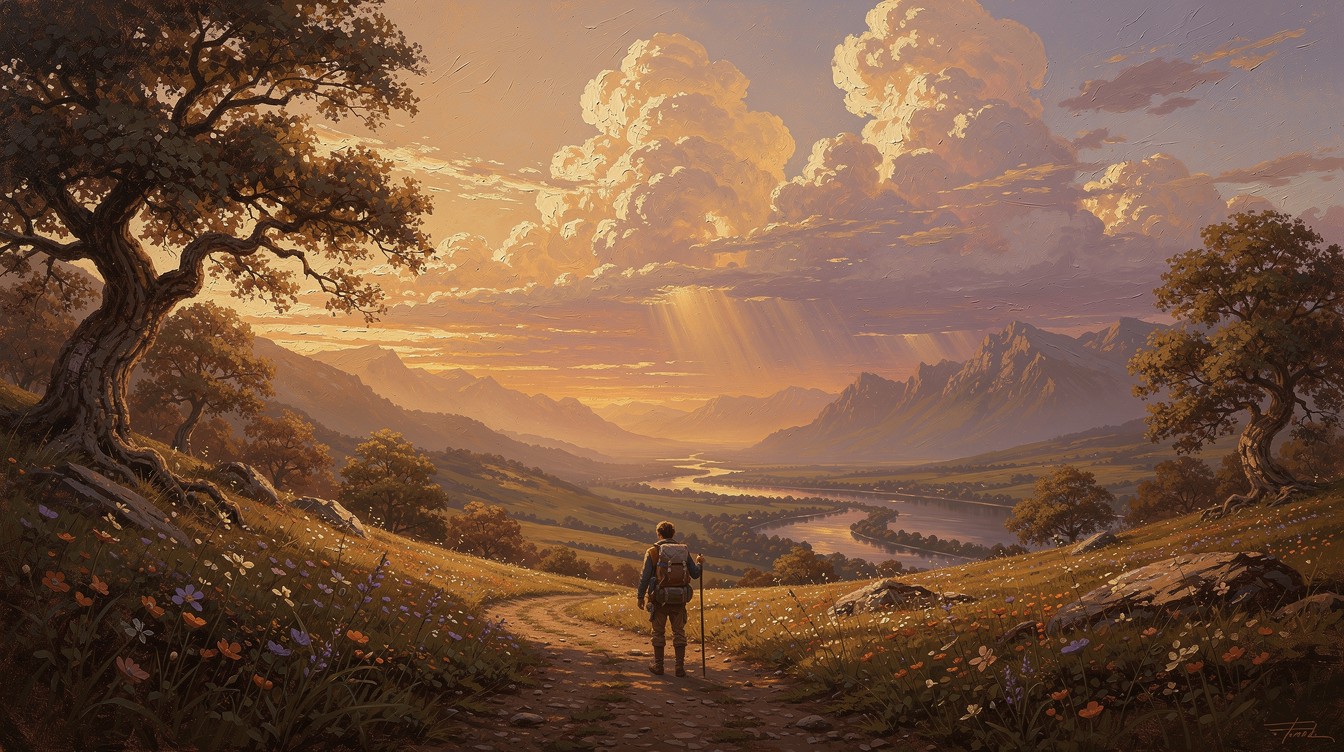 Free Journey Through Light Image - Landscape, Painting, Traveler ...