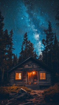 Free Starry Night Cabin Image - Starry, Night, Cabin | Download at ...
