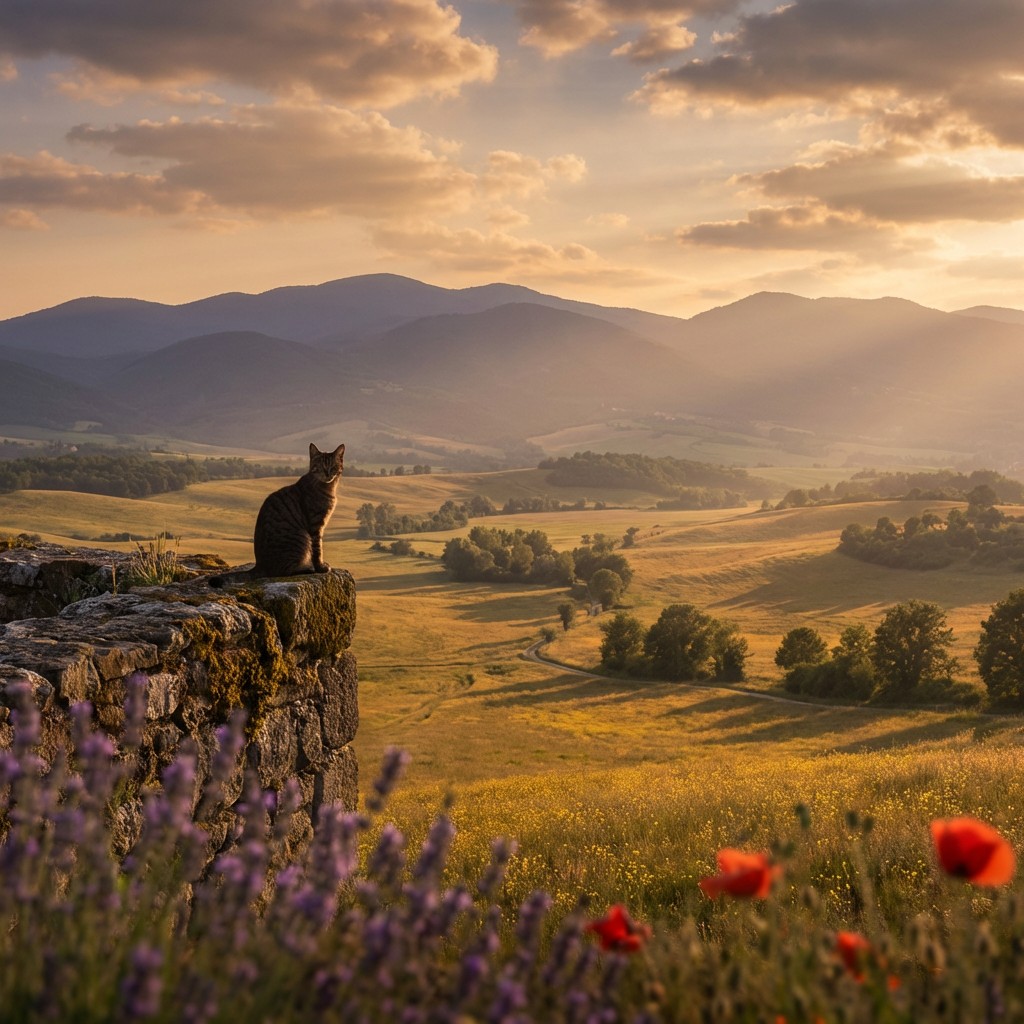 Free Golden Hour Serenity Image - Cat, Countryside, Sunset | Download ...