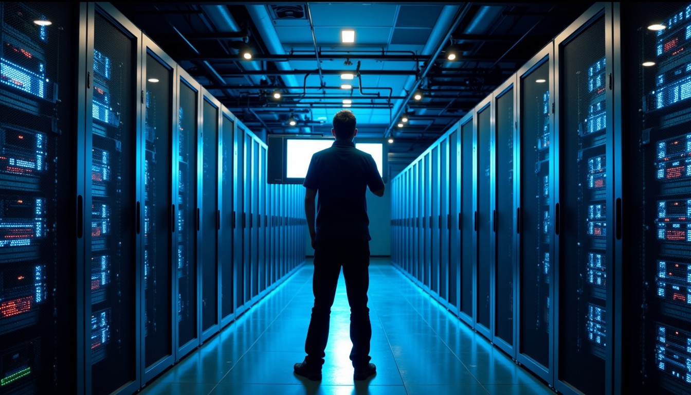 Free Blue Server Corridor Image - Servers, Datacenter, Technology ...