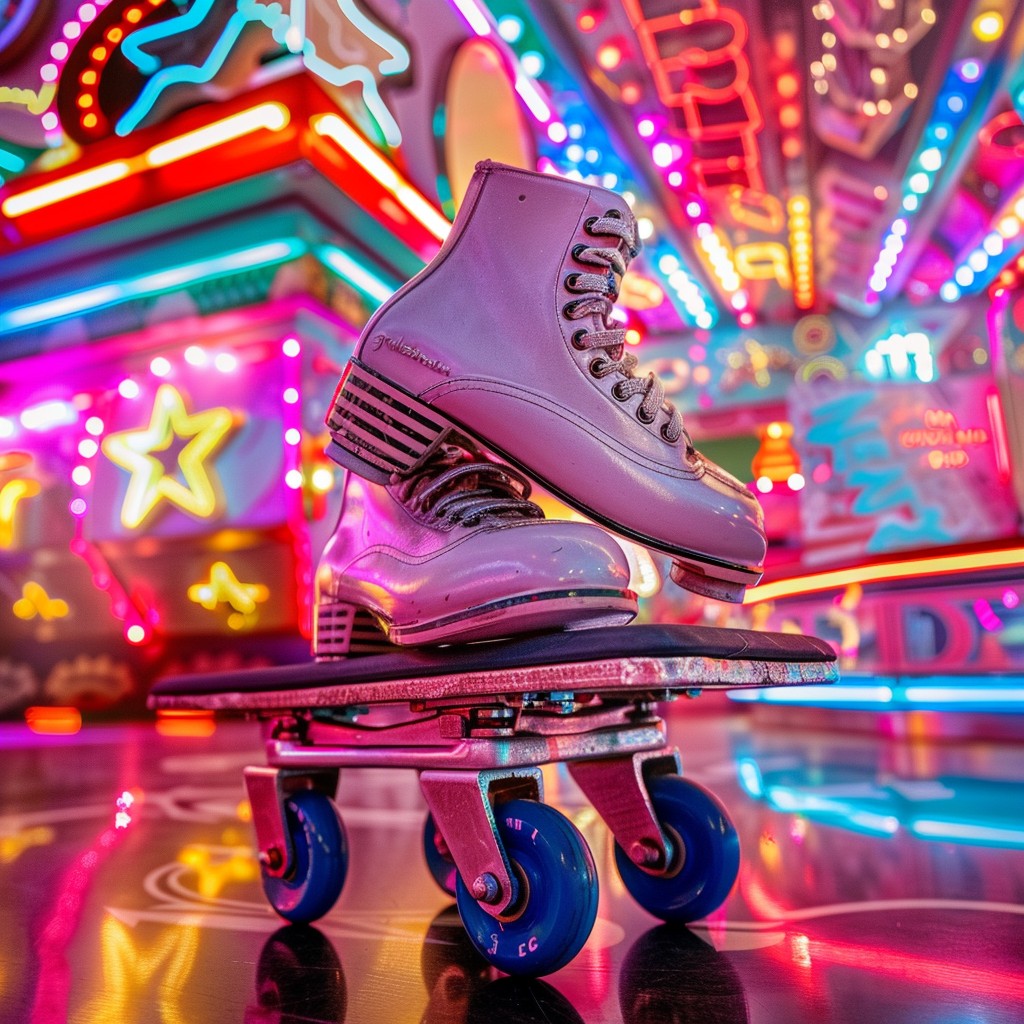 Patins com iluminação neon vibrante estilo anos 80