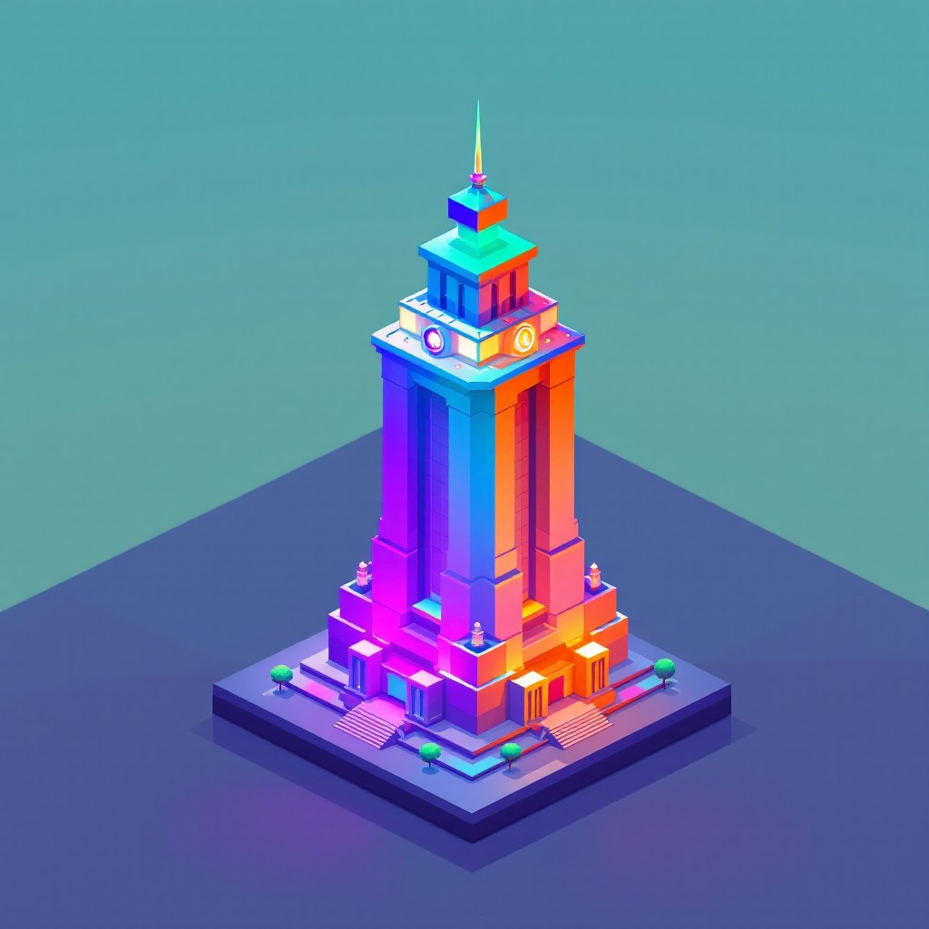 Free Prismatic Pixel Tower Image - Tower, Monument, Isometric ...
