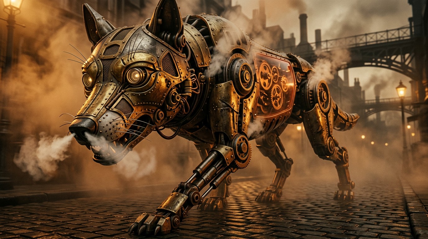 Wolf Like Machine Free Mechanical Wolf Approaches Image - Steampunk, Mechanical, Wolf ...