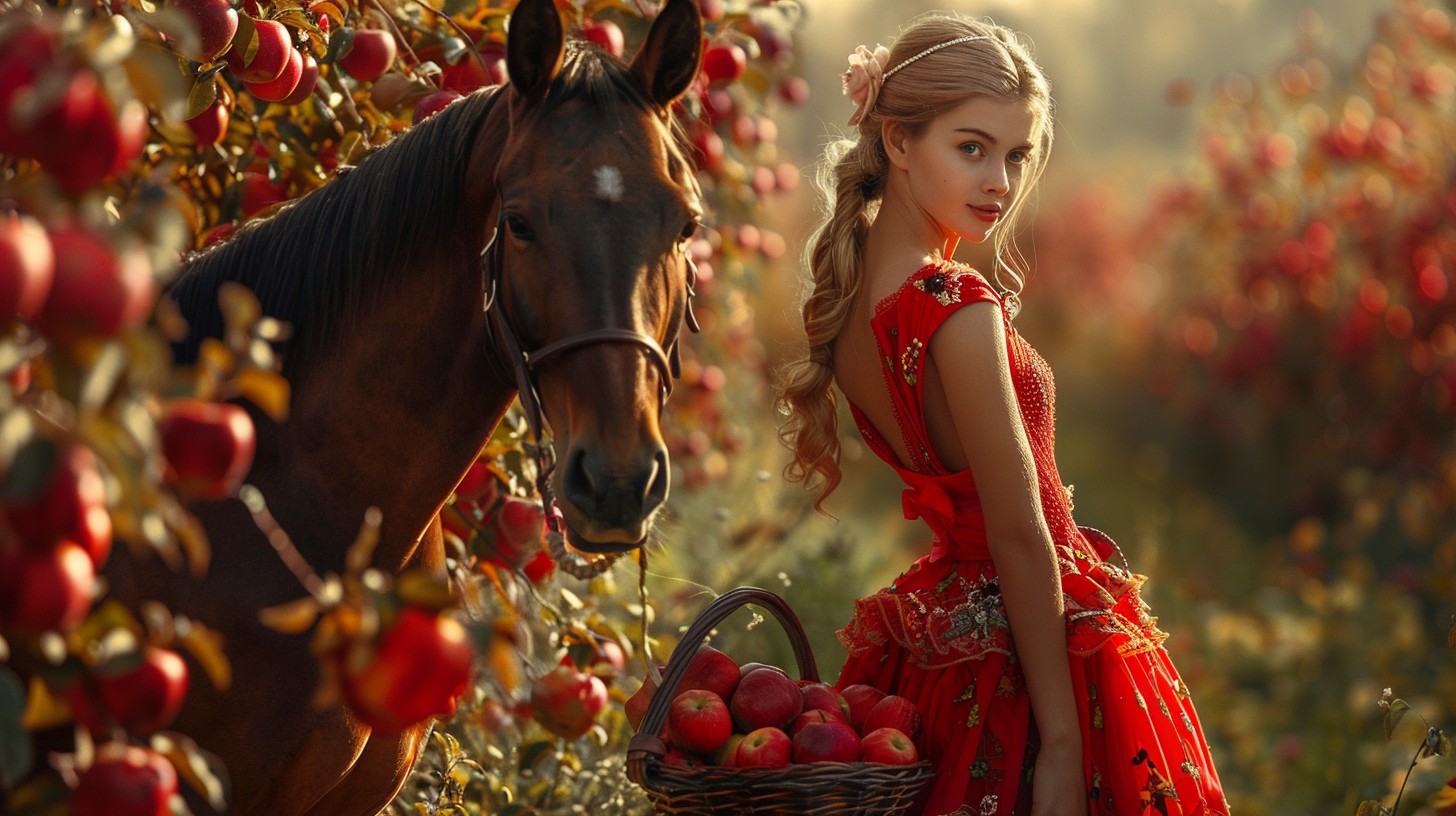 Free Enchanted Autumn Encounter Image - Autumn, Woman, Horse | Download ...