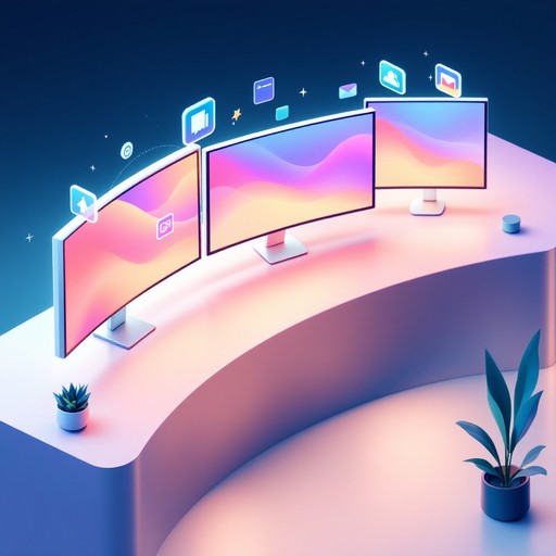 Free Floating Screens Arc Image - Monitors, Curved, Workspace ...