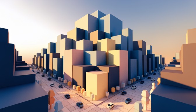 Free Geometric City Sunset Image - Cityscape, Geometric, Blocky ...