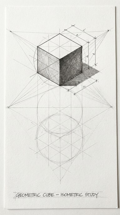 Free Geometric Cube Sketch Image - Cube, Geometric, Architectural ...