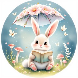 Free Magical Reading Rabbit Image - Rabbit, Whimsical, Magical ...
