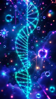Free Neon DNA Spiral Image - Dna, Neon, Holographic | Download at StockCake