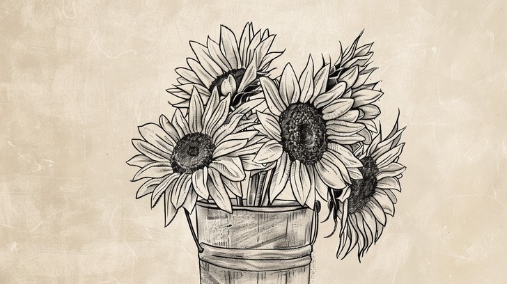 Free Sunflowers in Vase Image - Sunflowers, Vase, Drawing | Download at ...