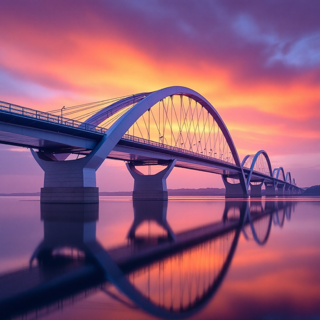 Free Sunset Bridge Reflection Image - Sunset, Bridge, Reflection ...