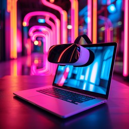 Free Neon Tech Setup Image - Technology, Neon, Laptop | Download at ...