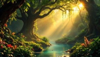 Free Enchanted Forest Stream Image - Paradise, Sunbeams, Forest ...