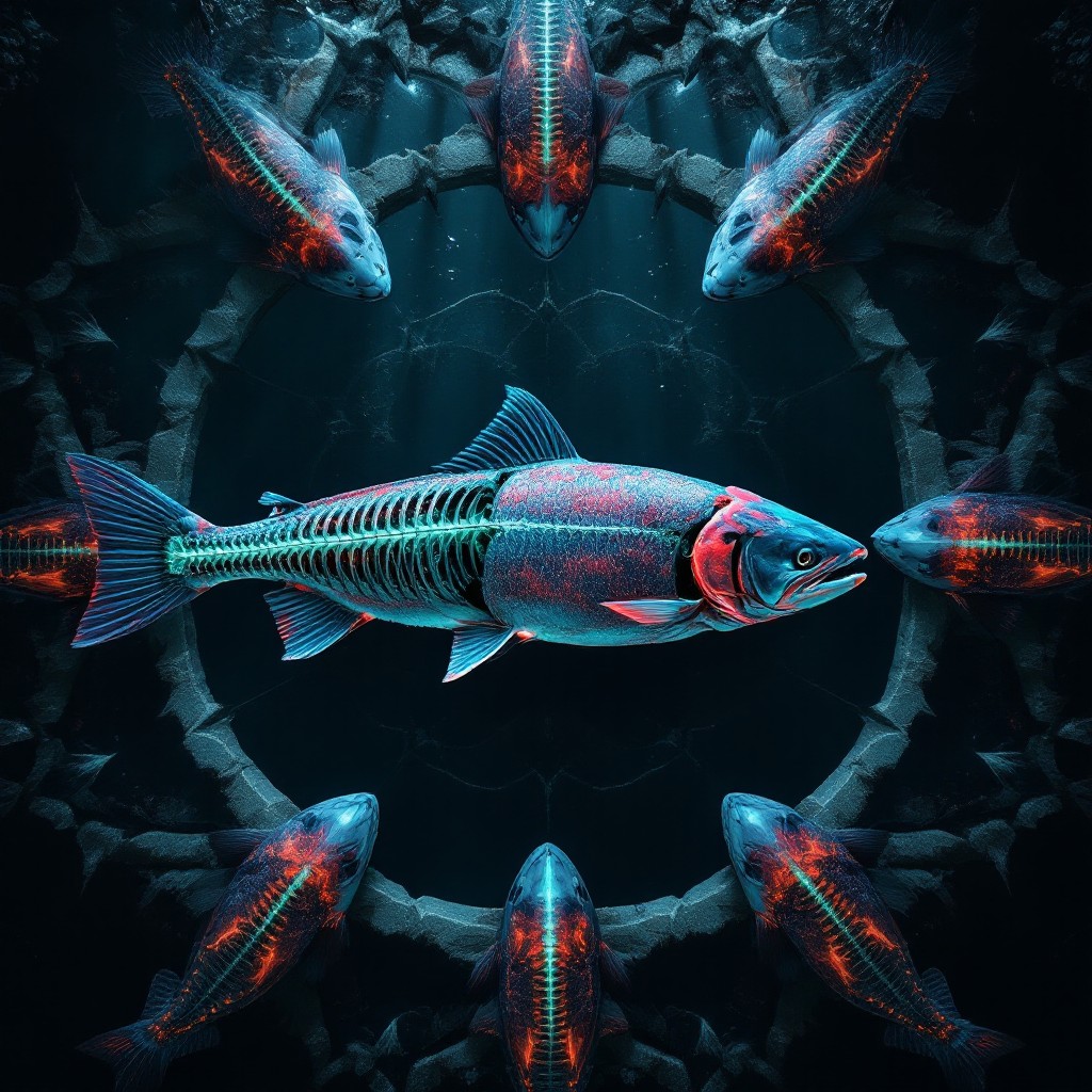 Free Gothic Fish Ritual Image - Salmon, Skeletal, Gothic | Download at ...