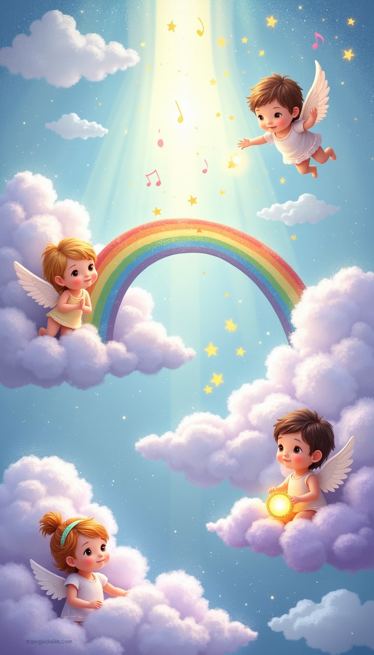 Free Heavenly Rainbow Dreams Image - Heavenly, Cherubs, Clouds ...